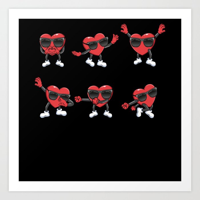 Kawaii Dab Dancing Hearts Day Valentines Day Art Print