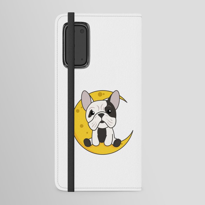 Moon Bulldog Cute Animals For Kids At Night Android Wallet Case
