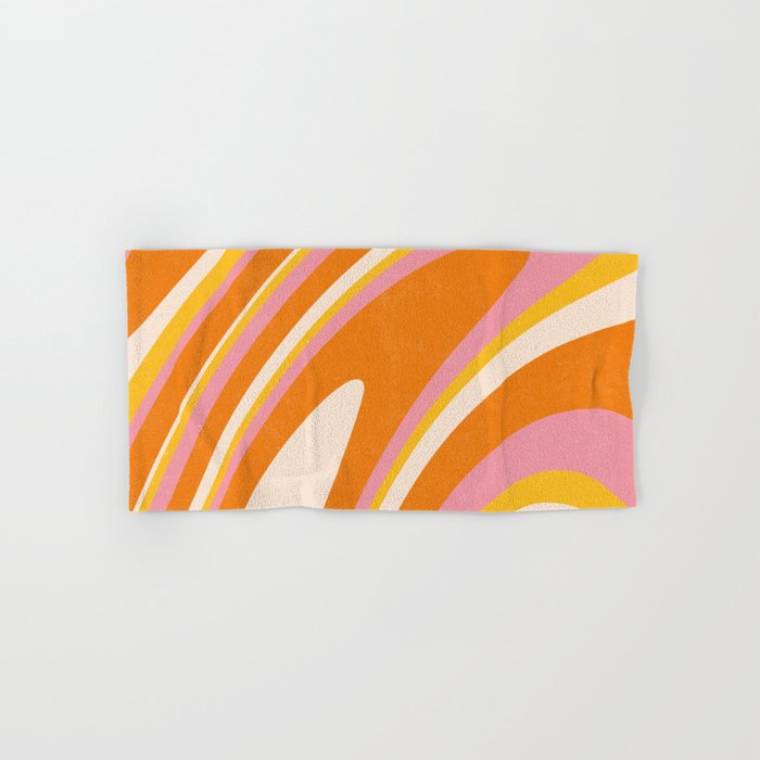 Orange Pink Groovy Wavy Retro 70s Abstract Swirl Hand & Bath Towel