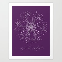  Snowflake Calligraphy Grateful Purple Art Print