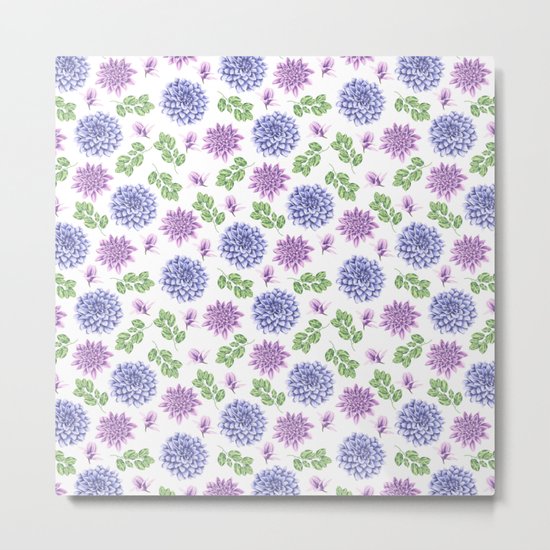 Lavender Garden Pattern Metal Print