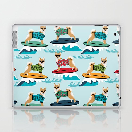 shiba inu surfing dog breed pattern Laptop & iPad Skin