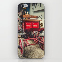 19th century horse drawn fire department fire fighting wagon color photograph / photography iPhone Skin