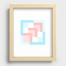 Squares Blue + Pink Recessed Framed Print