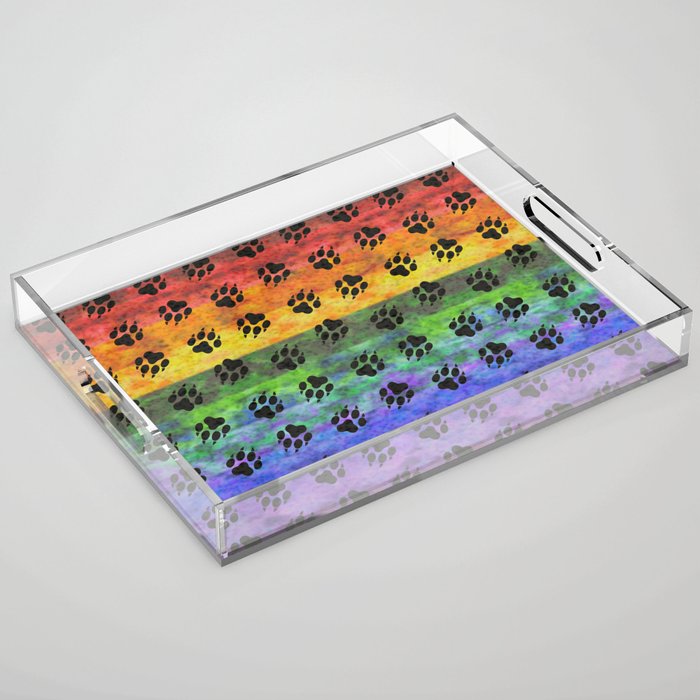 Pawprints Rainbow Spectrum Acrylic Tray