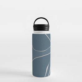 Abstract line-art leafy trio 4b - dark blue Water Bottle