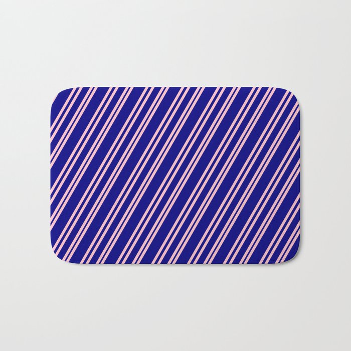 Pink & Blue Colored Pattern of Stripes Bath Mat
