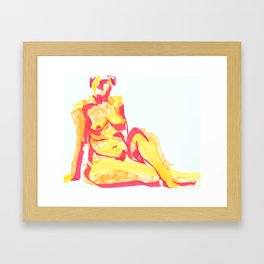 Female Nude In Fire Colors Framed Art Print