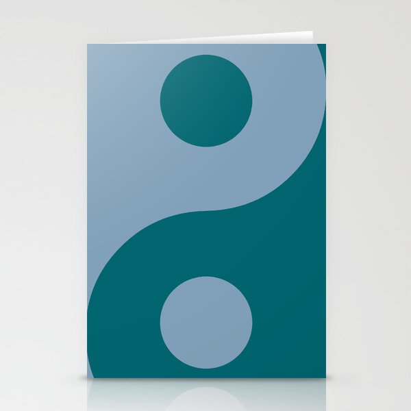 Greenish Blue and Greyish Blue Yin Yang Symbol Stationery Cards