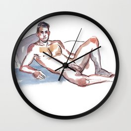 JEFFERY, Nude Male by Frank-Joseph Wall Clock | Gay, Model, Watercolor, Nude, Ink, Anatomy, Figuredrawing, Gayart, Muscle, Portrait 