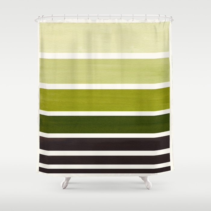 Olive Green Minimalist Watercolor Mid Century Staggered Stripes