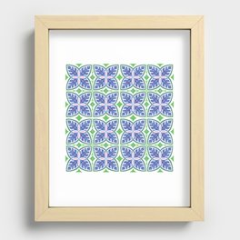 Periwinkle Modern Tropical Leaves Pattern Recessed Framed Print