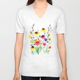 Summer Wildflowers V Neck T Shirt