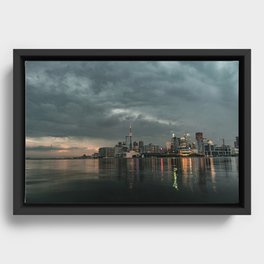 Storm clouds in the city Framed Canvas