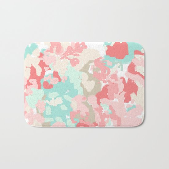 Florence - abstract trendy colors gender neutral seaside coral tropical minimal mermaids Bath Mat