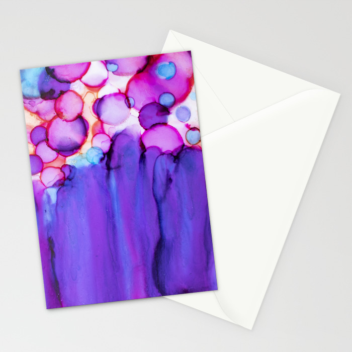 Confetti And Tulle Alcohol Ink Painting Stationery Cards By