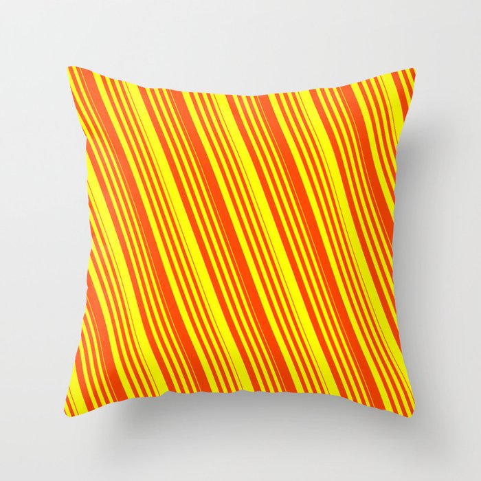 Red & Yellow Colored Lined Pattern Throw Pillow