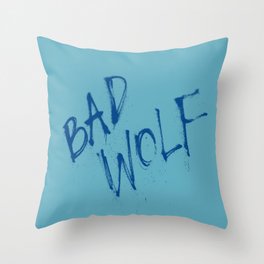 Doctor Who Bad Wolf Blue Teal Throw Pillow