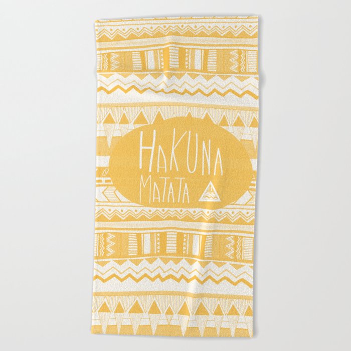 Hakuna Matata Yellow Beach Towel
