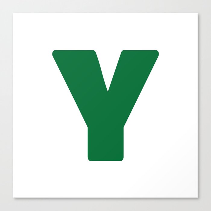 Y (Olive & White Letter) Canvas Print