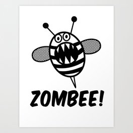 Funny Zombee, Zombie Tee-shirt, Bee T-Shirt Art Print | Beetshirt, Pun, Girlstshirt, Womensfunnytshirt, Womensclothing, Animal, Zombie, Topstees, Zombee, Jazzz 