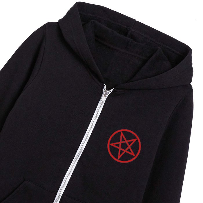 Satanic Pentagram (blood edit) Kids Zip Hoodie
