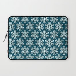 Christmas Pattern Blue Snowflake Floral Retro Laptop Sleeve