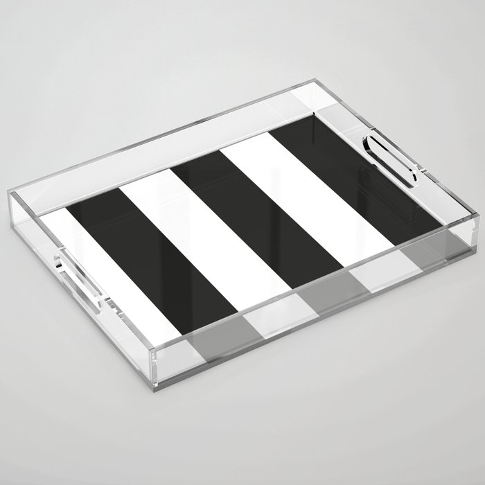 Black and white stripe pattern Acrylic Tray