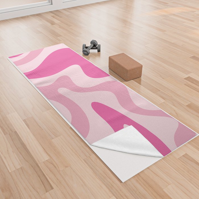 Retro Liquid Swirl Abstract Y2K Pattern in Pink Yoga Towel