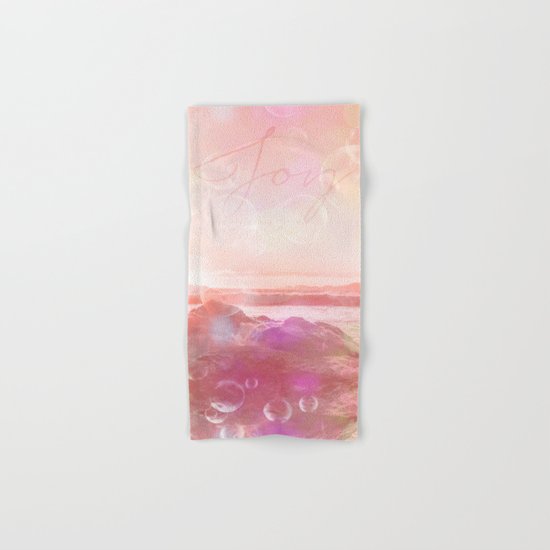 Joy at the sea bubbles sunst ocean typography art Hand & Bath Towel