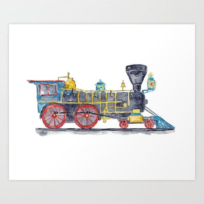 Train locomotive print Kids  Art Print