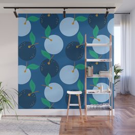 Blue Fruit Pattern Wall Mural