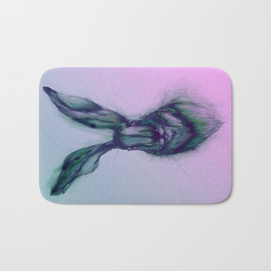 Blue Hare in Pink Bath Mat