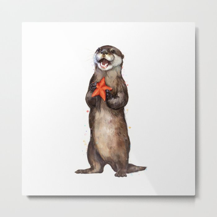 Otterly Delighted Otter Metal Print