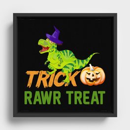 Trick Rawr Treat Halloween T-Rex Funny Dinosaur Framed Canvas