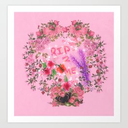 RIP 2 ME - Glitchy Floral Wreath Drawing Art Print
