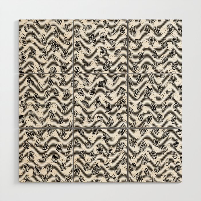 Abstract black and white Wood Wall Art