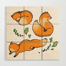 cute woodland fox Wood Wall Art