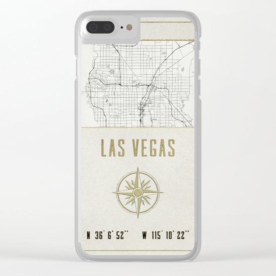 Las Vegas Nevada - Vintage Map and Location Clear iPhone Case