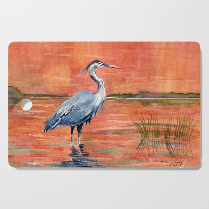 Great Blue Heron in Marsh Cutting Board