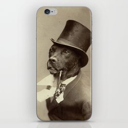 Dog in top hat with pipe vintage  iPhone Skin