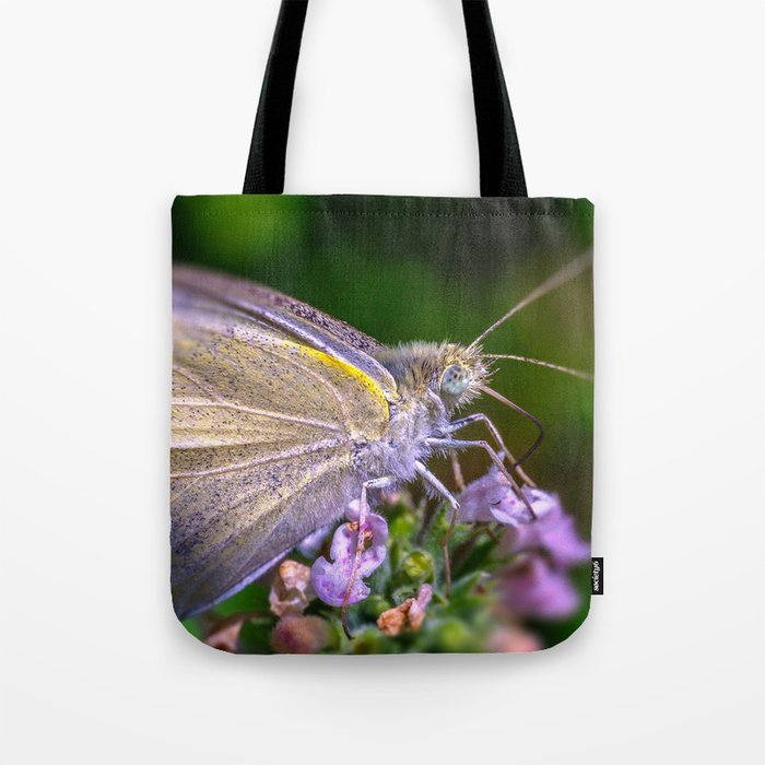 Cabbage White Butterfly, Macro Photograph Tote Bag