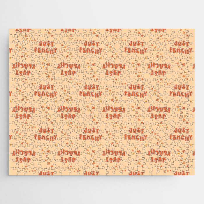 Just Peachy + stars - retro font and colors with vintage slang Jigsaw Puzzle