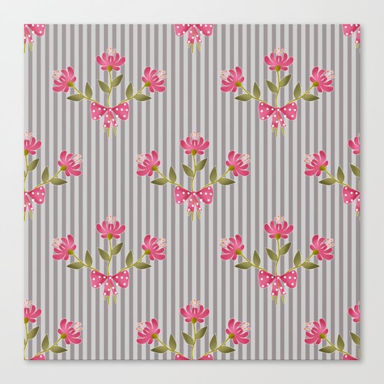 Flower bouquet on a gray striped background. Canvas Print
