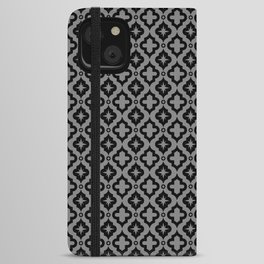 Grey and Black Ornamental Arabic Pattern iPhone Wallet Case
