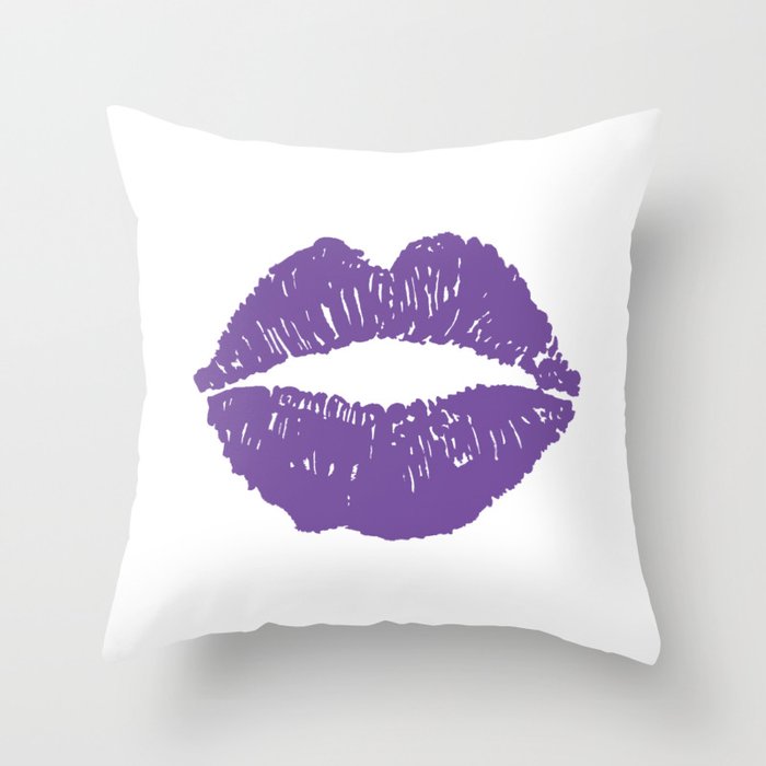 Purple Lips Throw Pillow