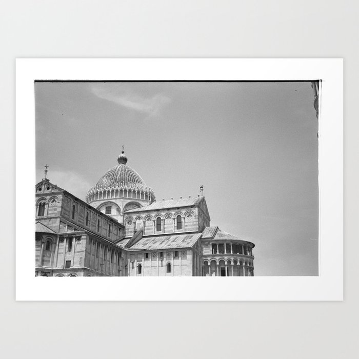 Scanned negative of Cattedrale di Pisa Art Print | Photography, Film, Black-and-white, Architecture, Analog-photography, Travel, Italy, Pisa, Kodak, Church