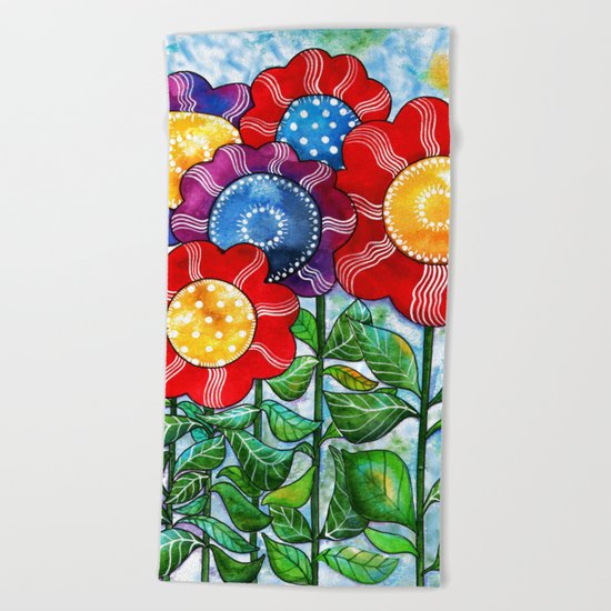 Happiest Flowers Beach Towel