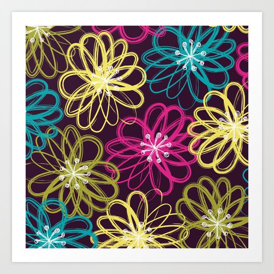 Drybrush Floral Art Print