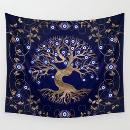 Tree of Life Evil Eye Ornament Wall Tapestry